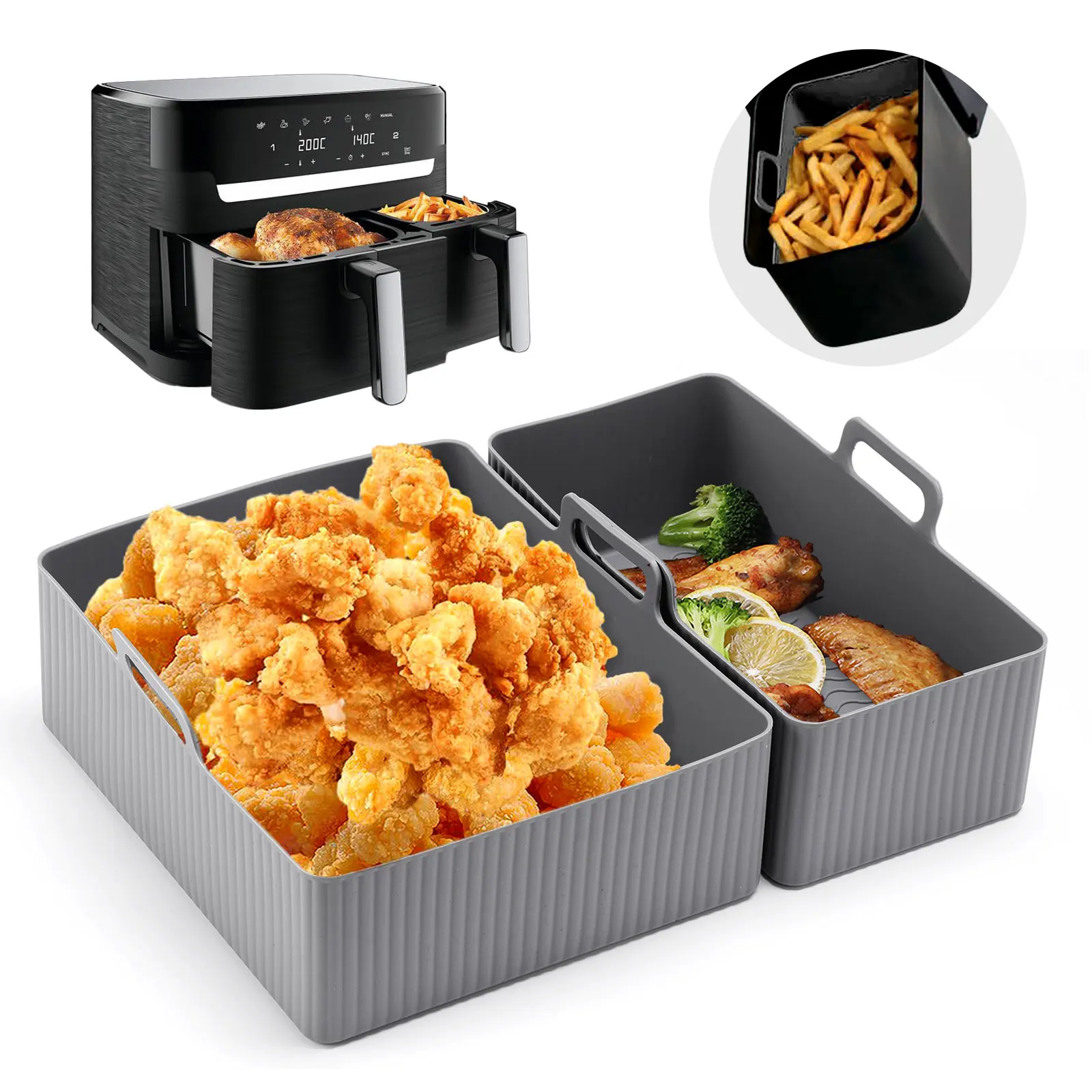 2-delige set siliconen airfrye - Air Fryer Silicone Pot Liner recensie en prijs